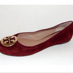 Tory Burch Reva Flats -Burgundy Suede